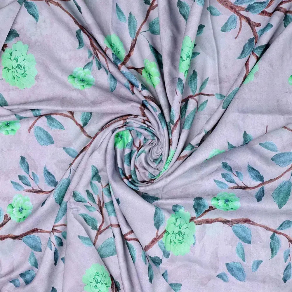 Green Flower And Brach Digital Printed Fabric - Muslin – mu 0 ta06641p2 110 green flower and brach digital printed fabric muslin 1