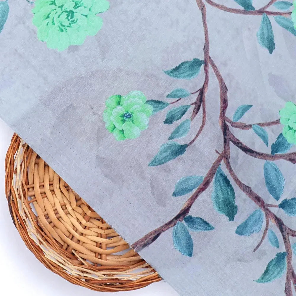 Green Flower And Brach Digital Printed Fabric - Muslin – mu 0 ta06641p2 110 green flower and brach digital printed fabric muslin 2