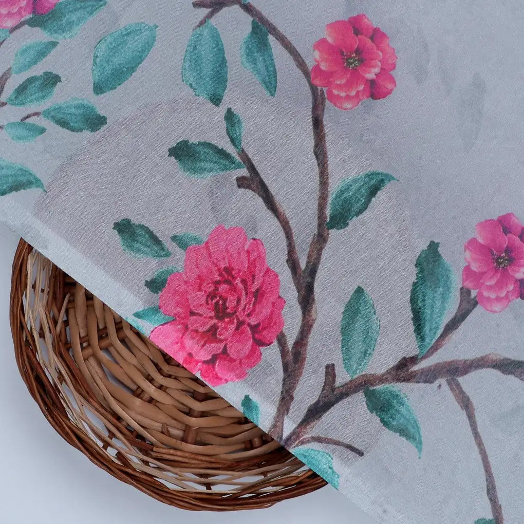 Pink Flower And Branch Digital Printed Fabric - Poly Muslin – mu 0 ta06641p4 110 pink flower and branch digital printed fabric poly muslin 2