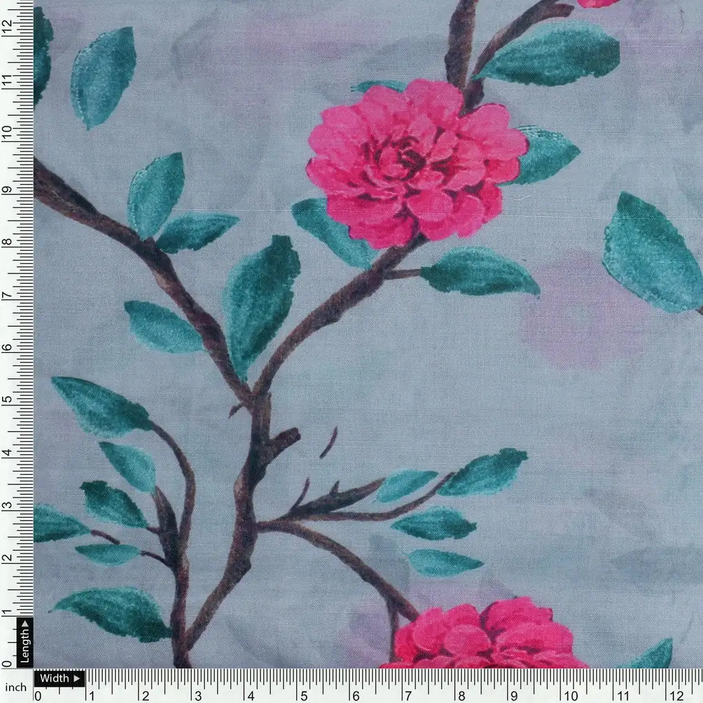 Pink Flower And Branch Digital Printed Fabric - Poly Muslin – mu 0 ta06641p4 110 pink flower and branch digital printed fabric poly muslin 4