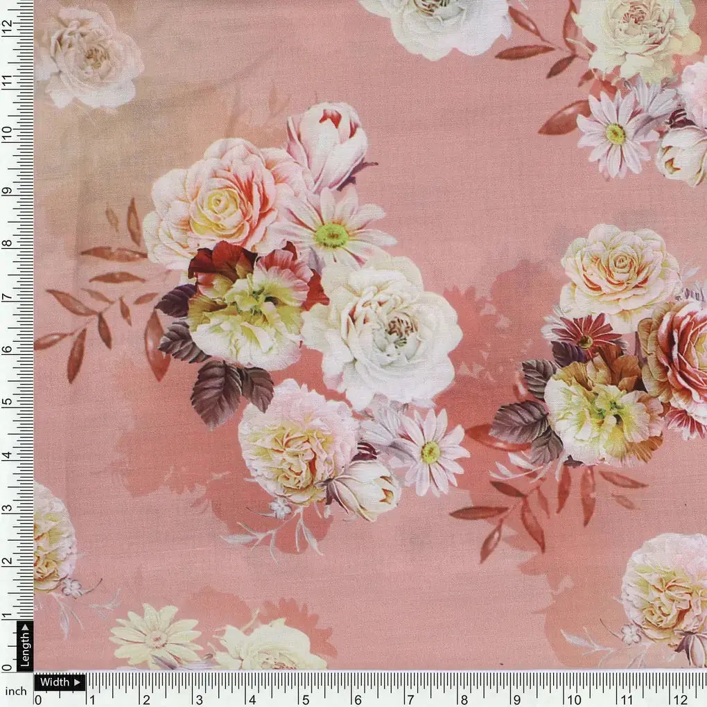 Realistic Flower Bunch Digital Printed Fabric - Muslin – mu 0 ta06655 110 realistic flower bunch digital printed fabric muslin 4