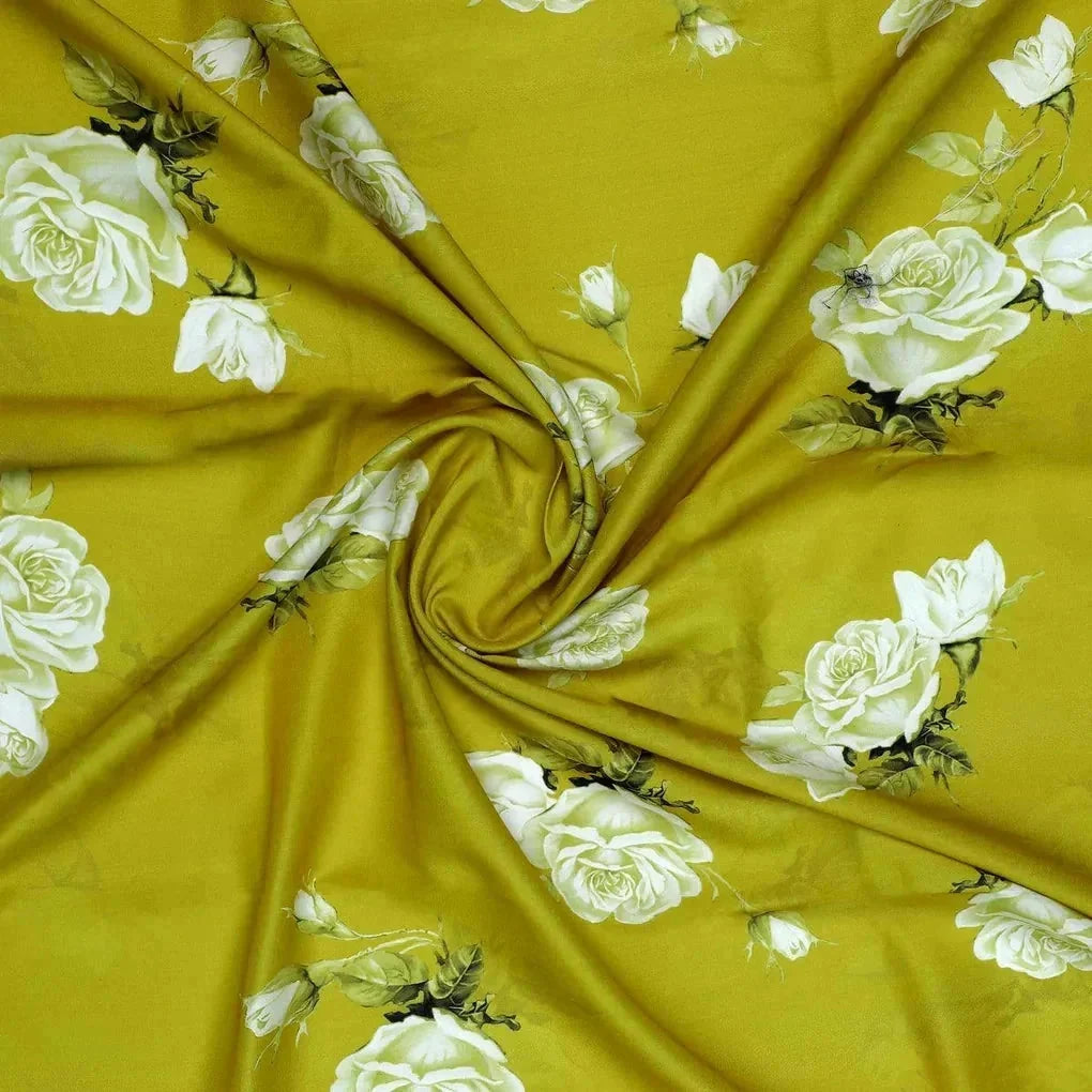 Lemon Yellow Flower Allover Digital Printed Fabric - Muslin – mu 0 ta06831p8 110 lemon yellow flower allover digital printed fabric muslin 1