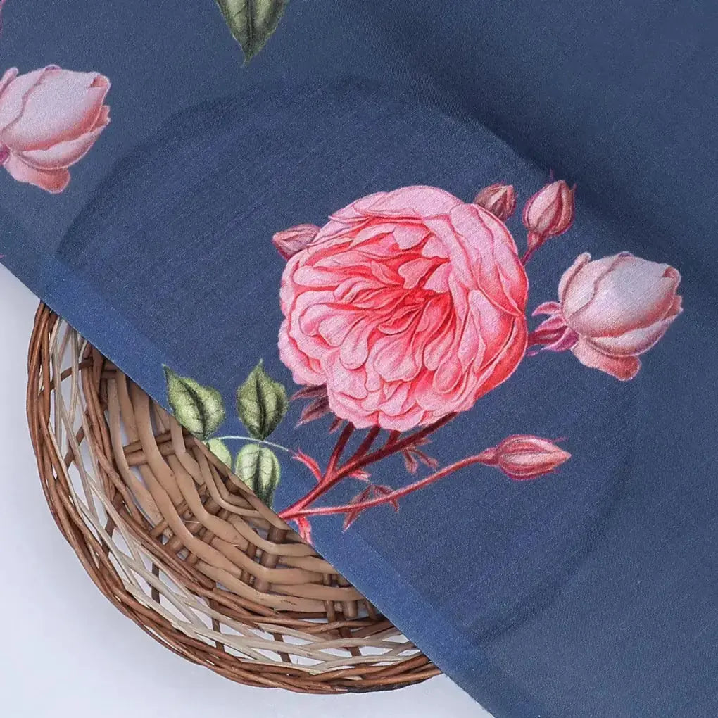 Red Rose Laying Over Blue Base Digital Printed Fabric – mu 0 ta07107p3 110 red rose laying over blue base digital printed fabric 2