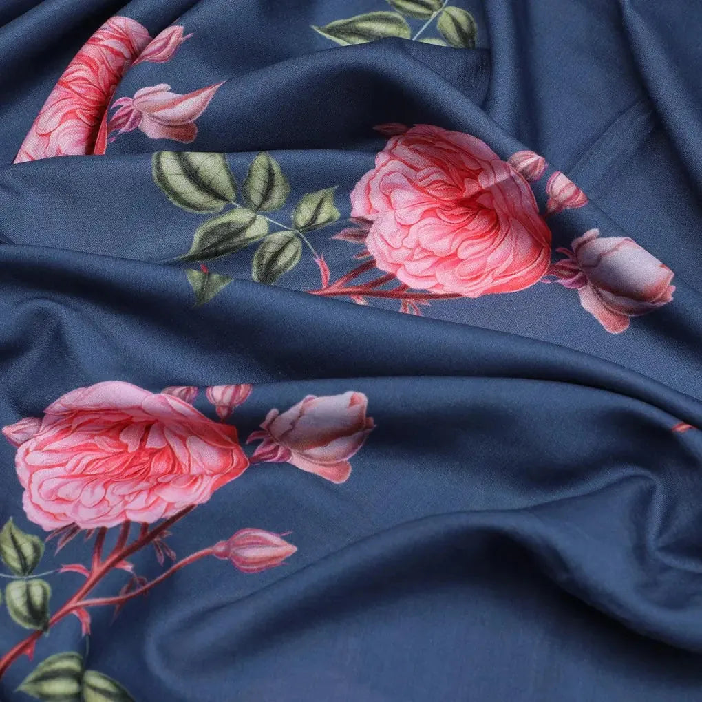 Red Rose Laying Over Blue Base Digital Printed Fabric – mu 0 ta07107p3 110 red rose laying over blue base digital printed fabric 3