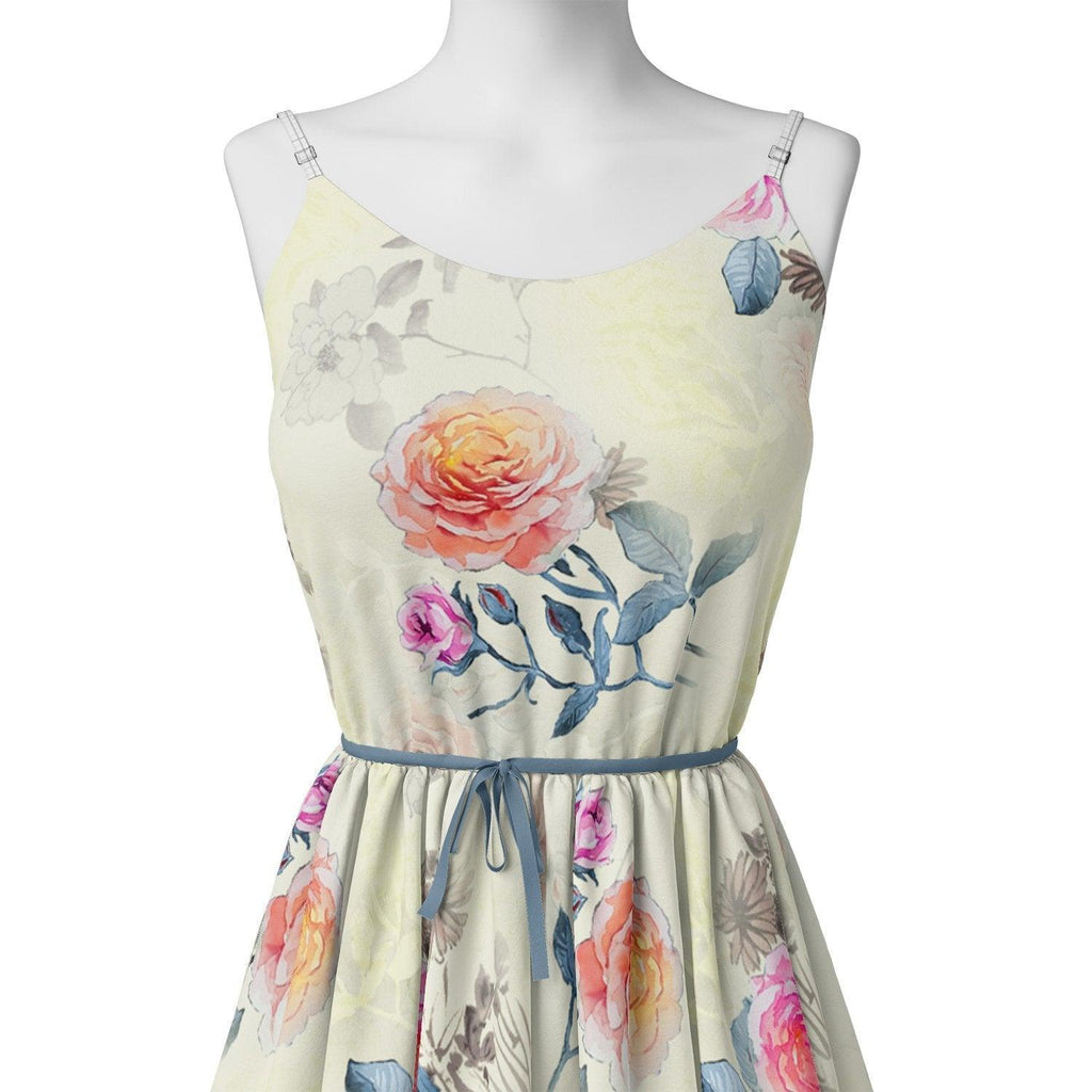 Roses Floating on Yellow Base Digital Printed Fabric – mu 0 ta07124a 110 roses floating on yellow base digital printed fabric 2