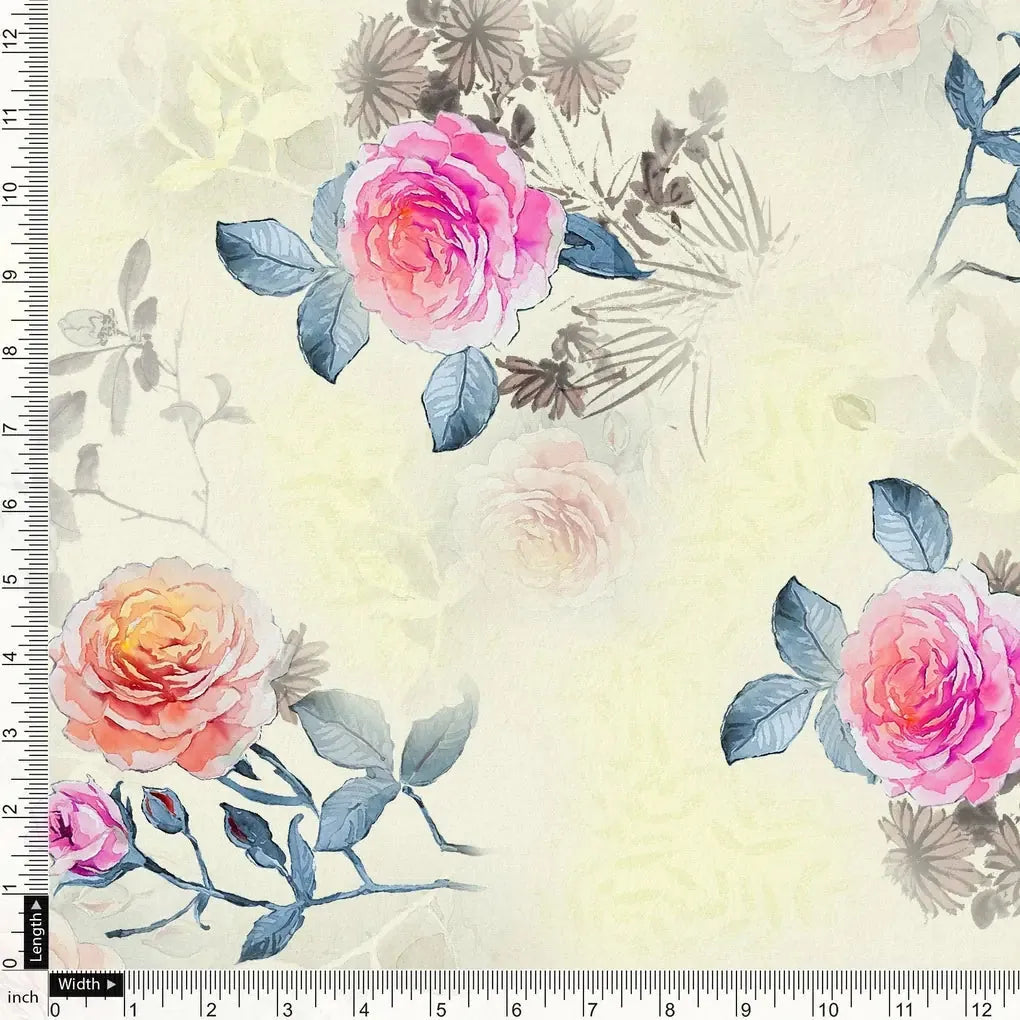 Roses Floating on Yellow Base Digital Printed Fabric – mu 0 ta07124a 110 roses floating on yellow base digital printed fabric 4