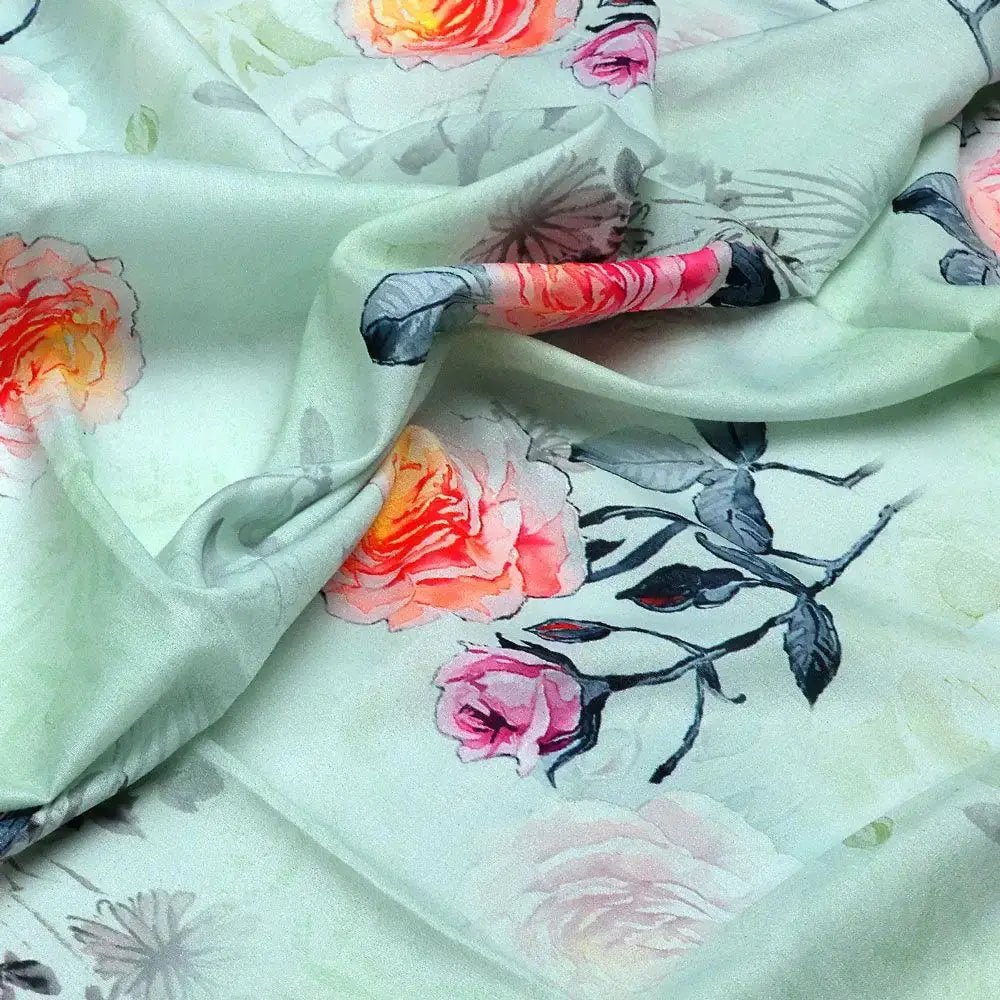 Roses Floating on Pista Base Digital Printed Fabric – mu 0 ta07124c 110 roses floating on pista base digital printed fabric 3