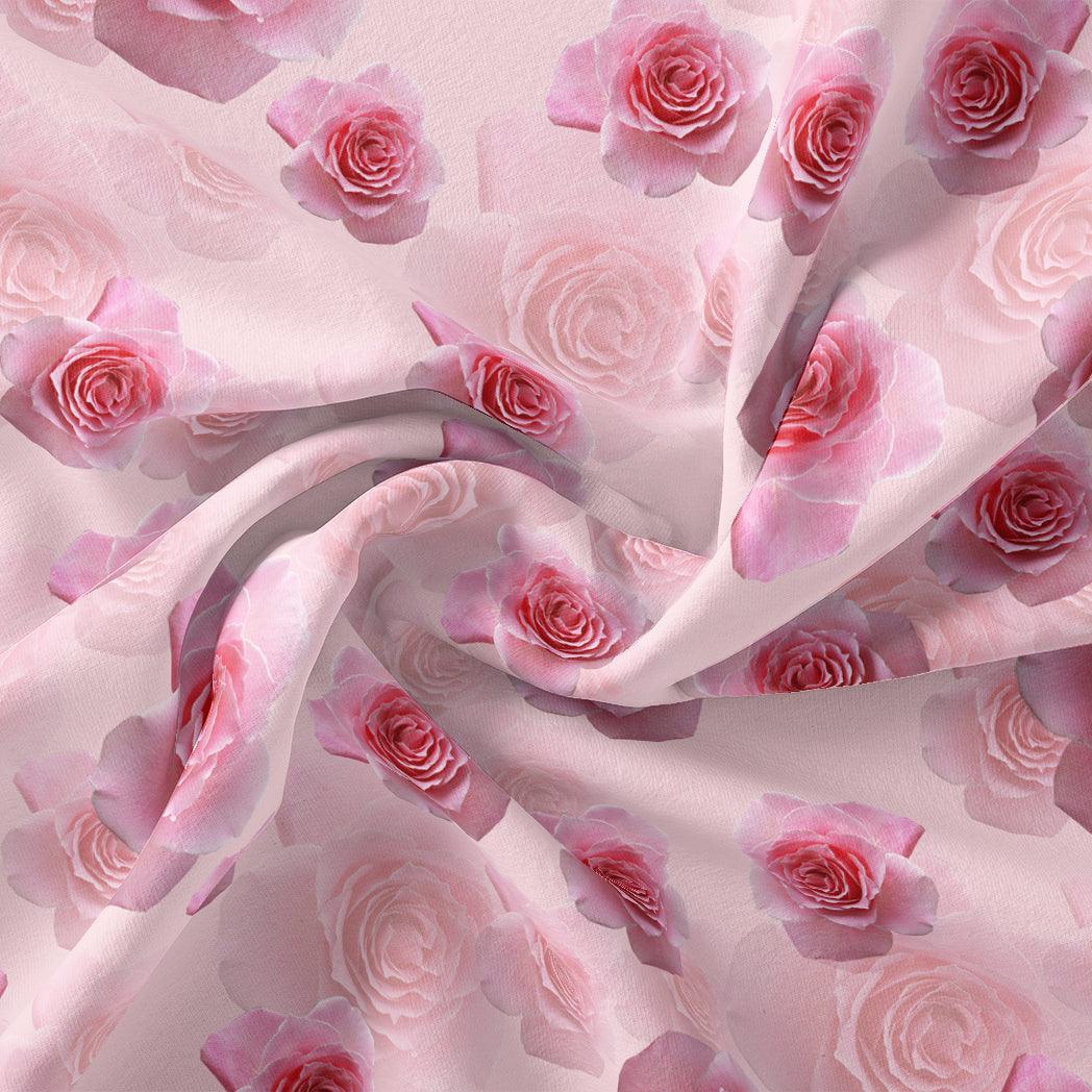 Pinkish Rose Allover Digital Printed Fabric - Muslin - FAB VOGUE Studio®