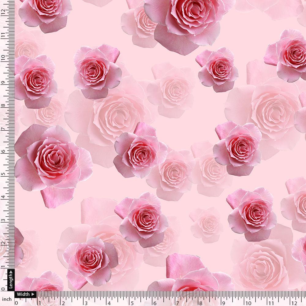 Pinkish Rose Allover Digital Printed Fabric - Muslin - FAB VOGUE Studio®