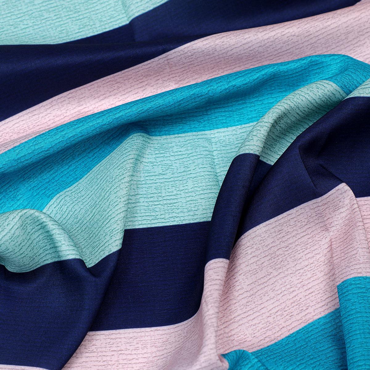 Subtle Colour Stripes Digital Printed Fabric - Muslin - FAB VOGUE Studio®