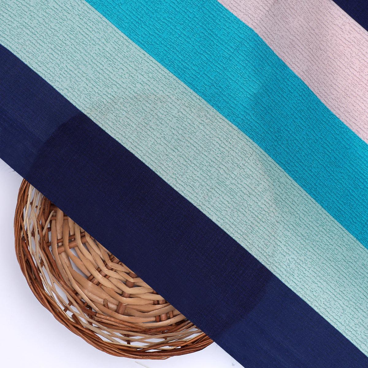 Subtle Colour Stripes Digital Printed Fabric - Muslin - FAB VOGUE Studio®