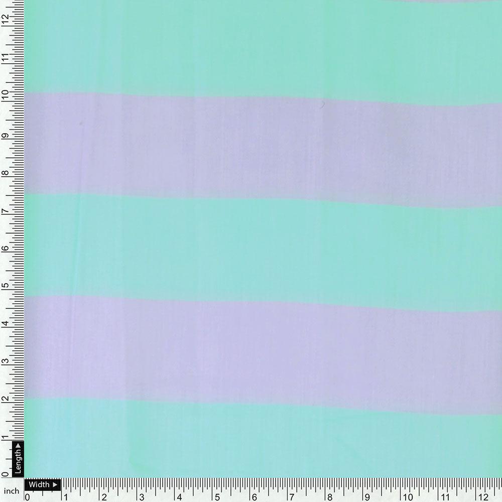 Green And Violet Stripes Digital Printed Fabric - Muslin - FAB VOGUE Studio®
