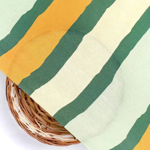 Yellow Green Stripes Digital Printed Fabric - Muslin – mu 0 ta07540 110 yellow green stripes digital printed fabric muslin 2 - alternate view