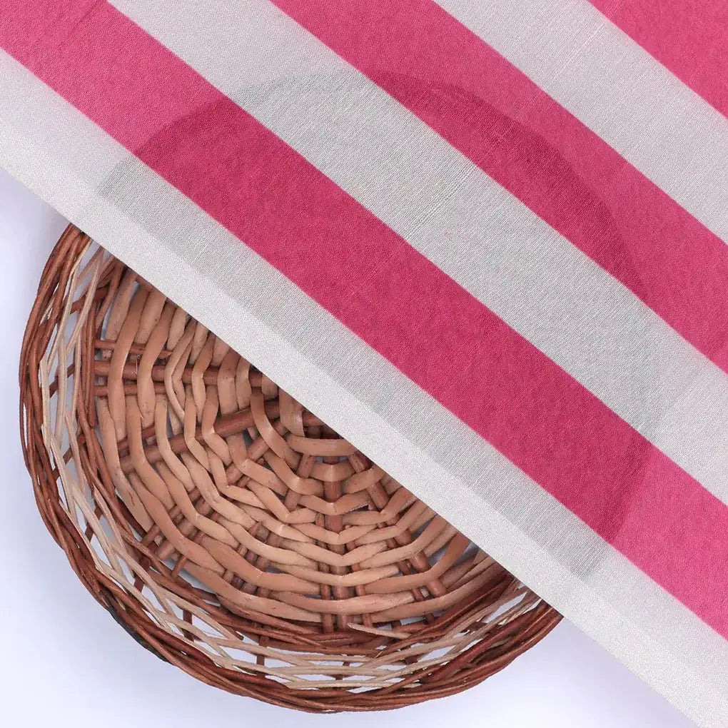 Pink And Offwhite Stripe Combo Digital Printed Fabric  - Muslin – mu 0 ta07543k 110 red and offwhite stripe combo digital printed fabric muslin 2