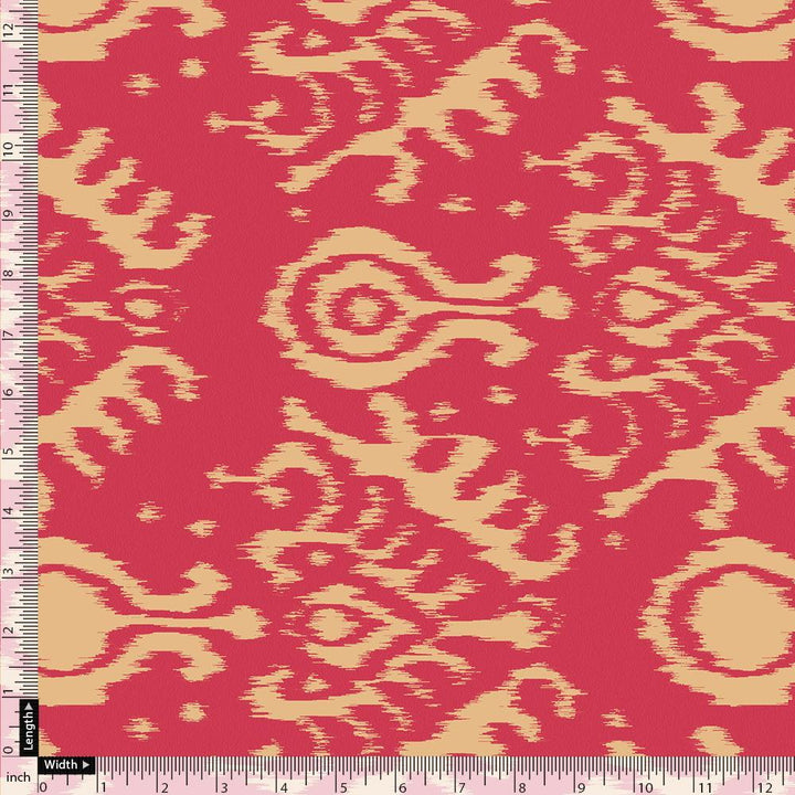 Tribal Prints On Carrot Red Digital Printed Fabric - Muslin - FAB VOGUE Studio®