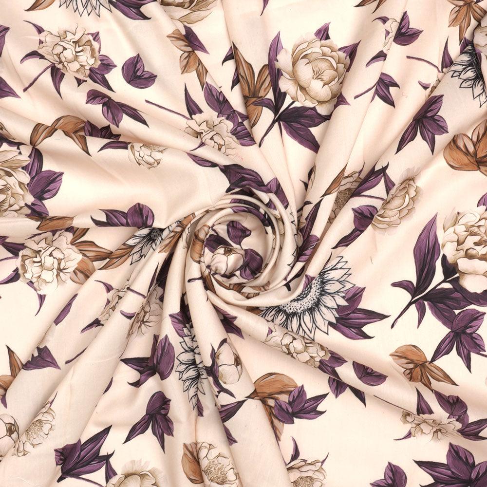 Vintage Look Flower Digital Printed Fabric - Muslin - FAB VOGUE Studio®