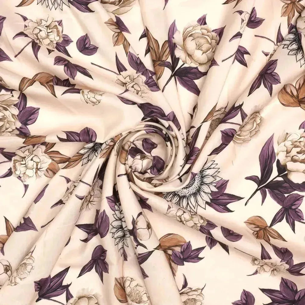 Vintage Look Flower Digital Printed Fabric - Muslin – mu 0 ta07596 110 vintage look flower digital printed fabric muslin 1