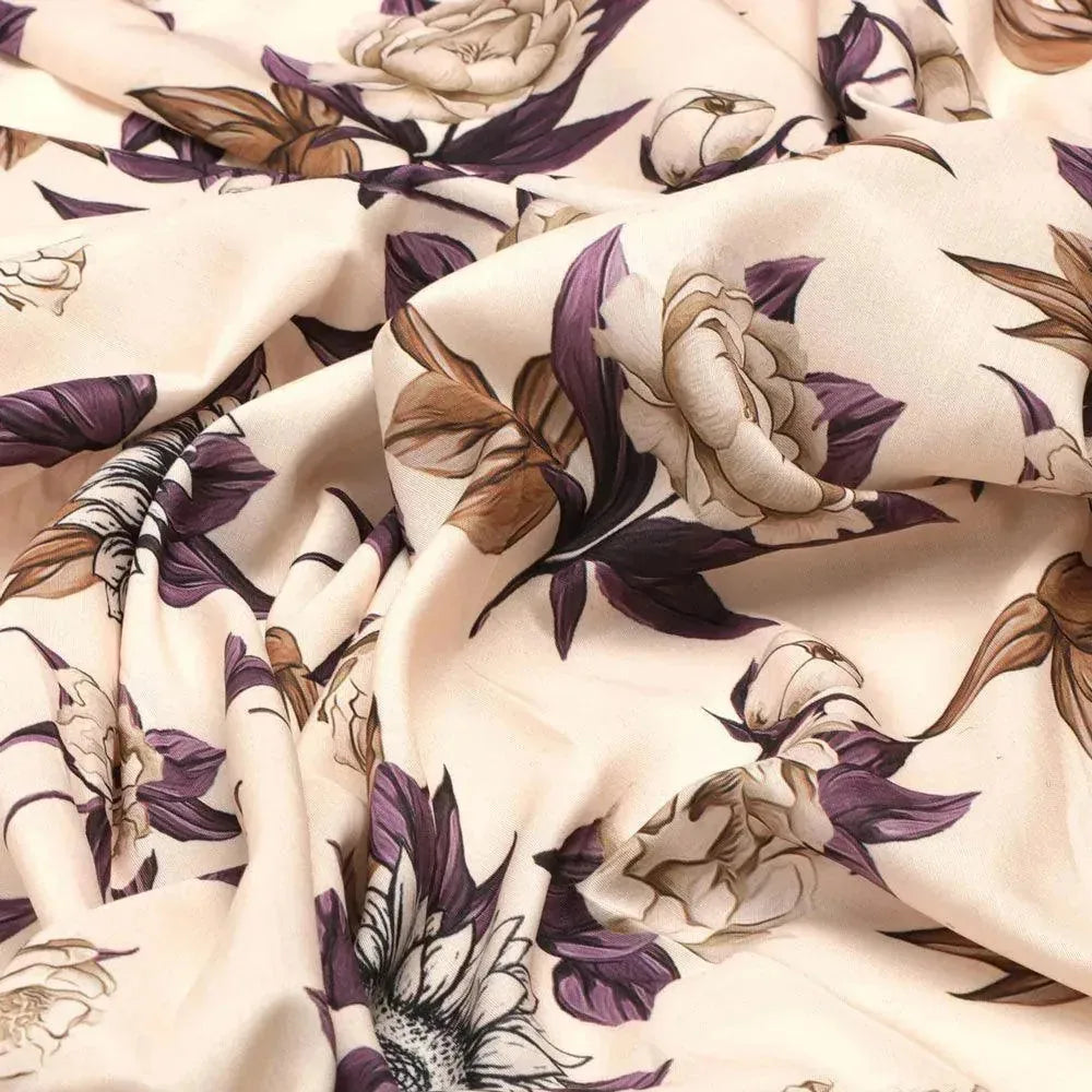Vintage Look Flower Digital Printed Fabric - Muslin – mu 0 ta07596 110 vintage look flower digital printed fabric muslin 3
