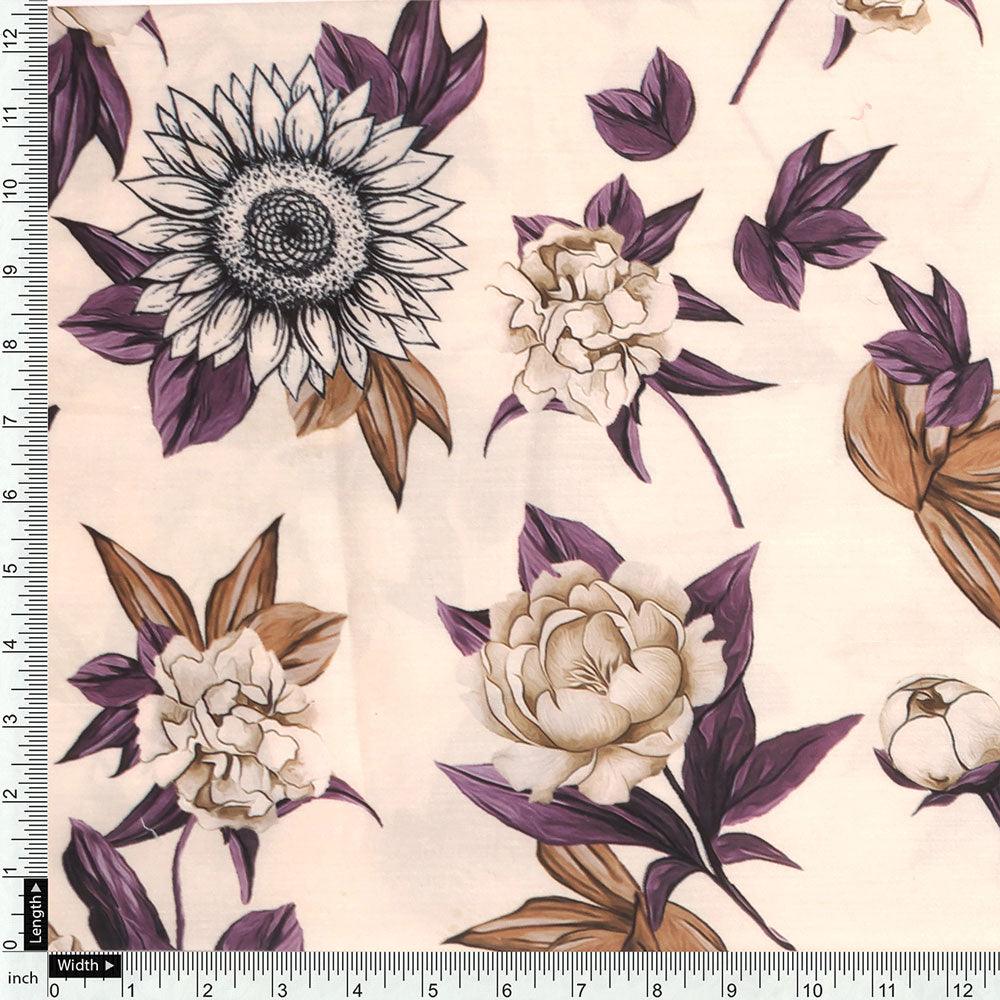 Vintage Look Flower Digital Printed Fabric - Muslin - FAB VOGUE Studio®