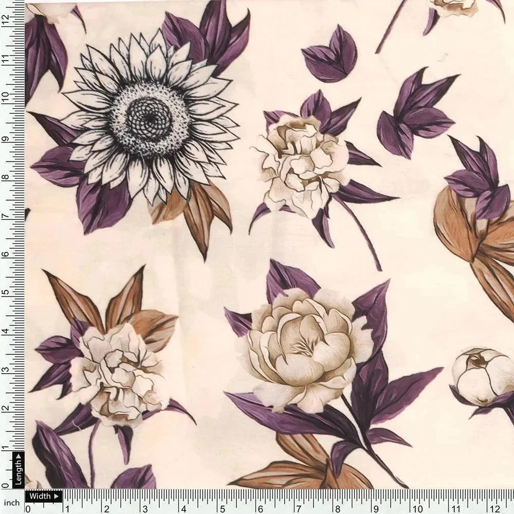 Vintage Look Flower Digital Printed Fabric - Muslin – mu 0 ta07596 110 vintage look flower digital printed fabric muslin 4