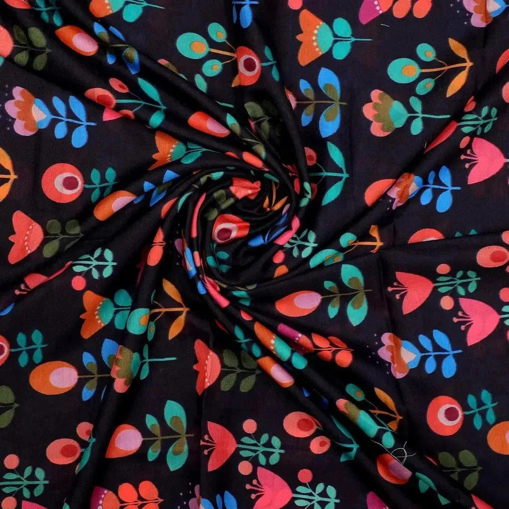 Sketchy Flowers Pattern Digital Printed Fabric - Muslin – mu 0 ta07617 110 sketchy flowers pattern digital printed fabric muslin 1