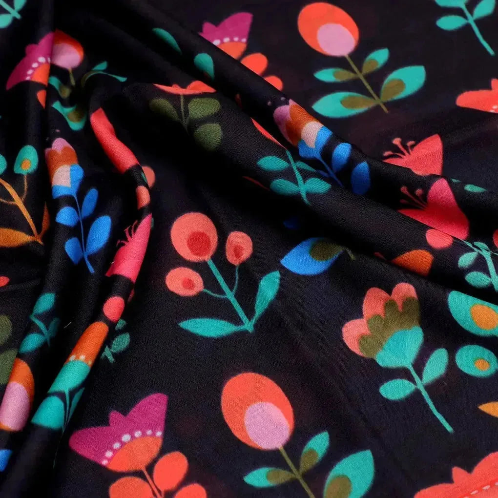 Sketchy Flowers Pattern Digital Printed Fabric - Muslin – mu 0 ta07617 110 sketchy flowers pattern digital printed fabric muslin 3