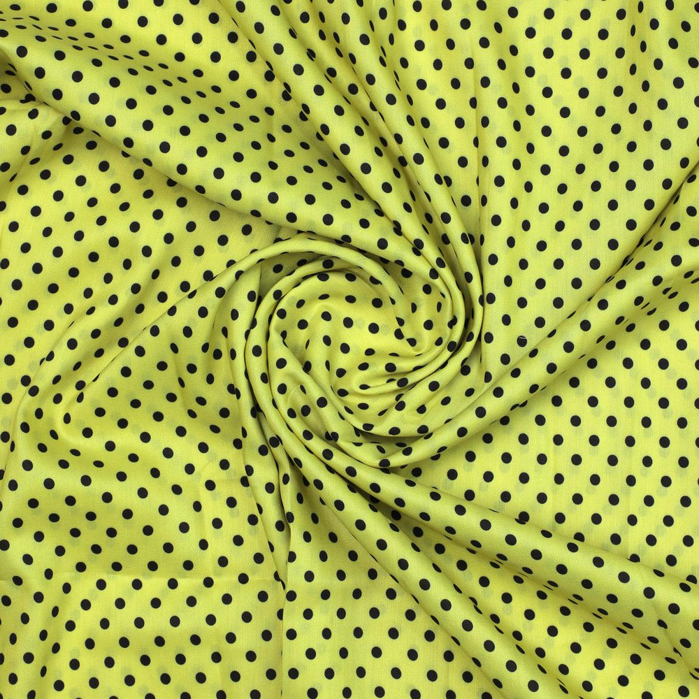 Yellow Polka Dot Digital Printed Fabric - Muslin - FAB VOGUE Studio®