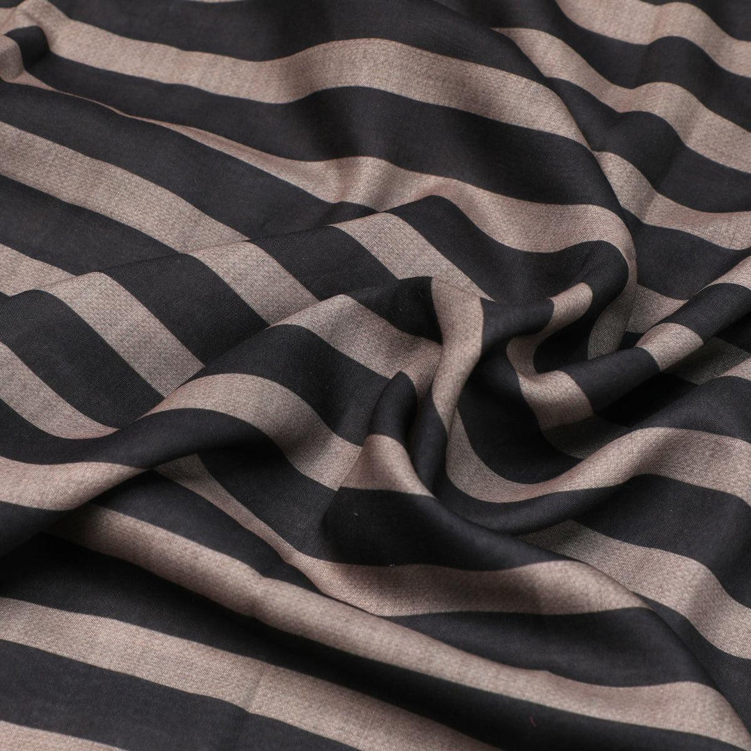 Brown Stripes Digital Printed Fabric - Muslin - FAB VOGUE Studio®