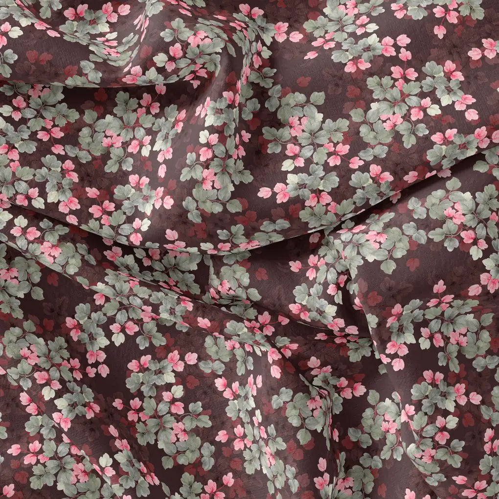 Beautiful Pink With Grey Leaves Digital Printed Fabric - Poly Muslin – mu 0 ta07717p2 110 beautiful pink with grey leaves digital printed fabric poly muslin 4