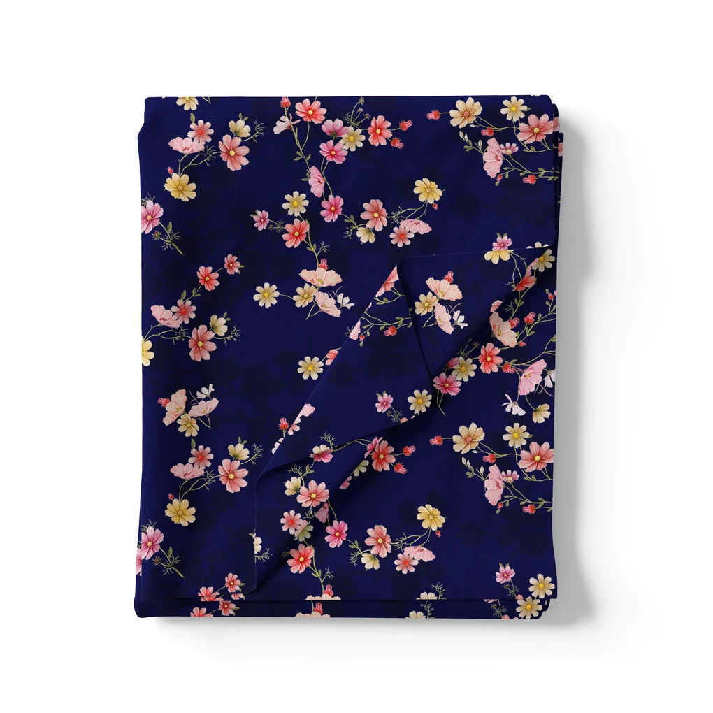 Tiny Colorfull Orchids Floral With Blue Background Digital Printed Fabric - Poly Muslin – mu 0 ta07814p1 110 tiny colorfull orchids floral with blue background digital printed fabric poly muslin 3