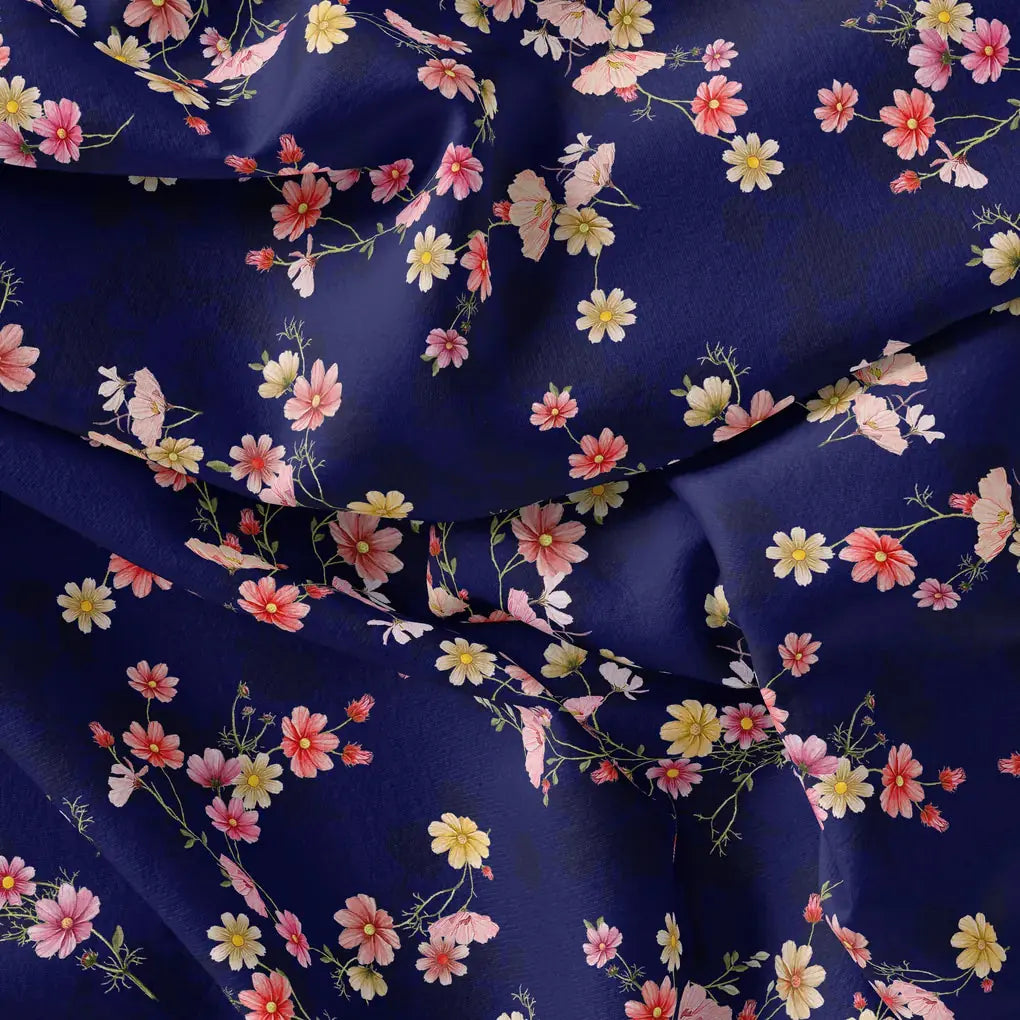 Tiny Colorfull Orchids Floral With Blue Background Digital Printed Fabric - Poly Muslin – mu 0 ta07814p1 110 tiny colorfull orchids floral with blue background digital printed fabric poly muslin 4