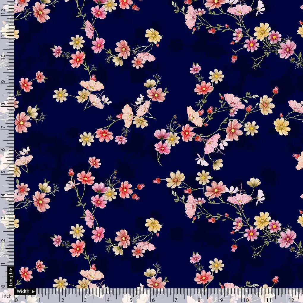 Tiny Colorfull Orchids Floral With Blue Background Digital Printed Fabric - Poly Muslin – mu 0 ta07814p1 110 tiny colorfull orchids floral with blue background digital printed fabric poly muslin 5