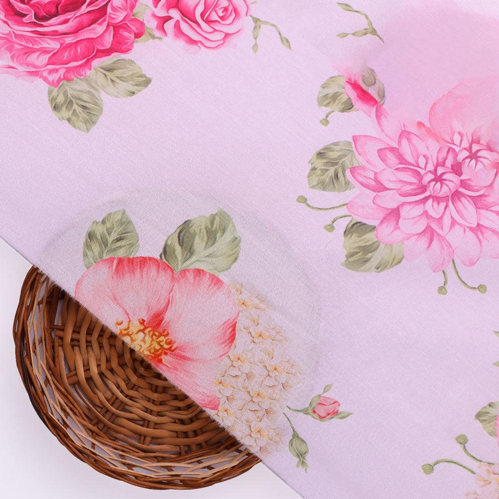Simple And Beautiful Roses With Pink Lotus Digital Printed Fabric - Poly Muslin – mu 0 ta07841p2 110 simple and beautiful roses with pink lotus digital printed fabric poly muslin 2