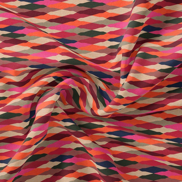 Multicolour Scales Repeat Digital Printed Fabric - Poly Muslin - FAB VOGUE Studio®