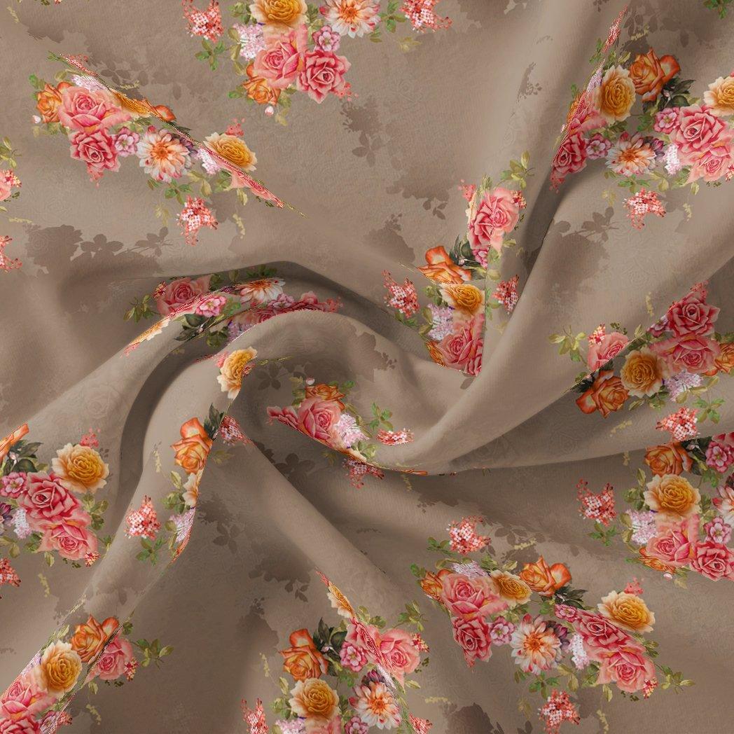 Fragrance Multitype Of Flower Digital Printed Fabric - Poly Muslin - FAB VOGUE Studio®