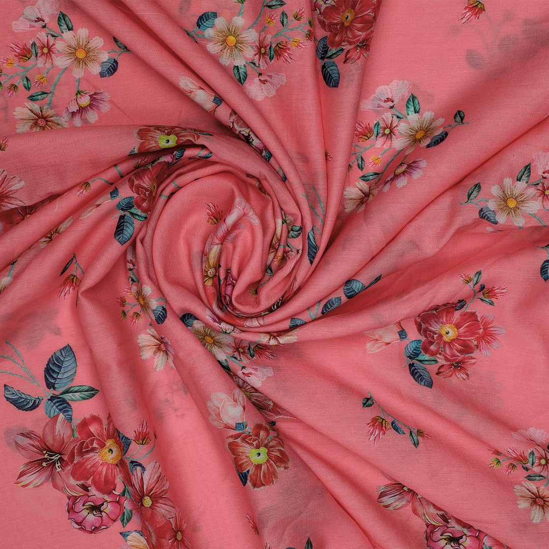 Calico Colorful Flower Digital Printed Fabric - Muslin - FAB VOGUE Studio®