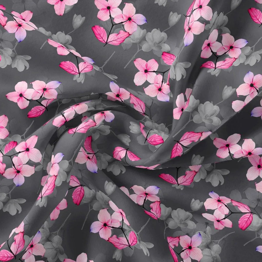 Pink Orchid Flower With Grey Background Digital Printed Fabric - Poly Muslin – mu 0 ta08291p 110 pink orchid flower with grey background digital printed fabric poly muslin 1