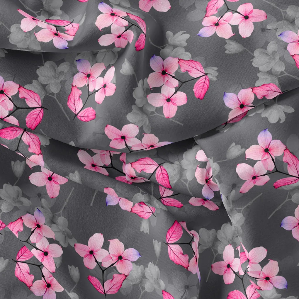 Pink Orchid Flower With Grey Background Digital Printed Fabric - Poly Muslin – mu 0 ta08291p 110 pink orchid flower with grey background digital printed fabric poly muslin 4