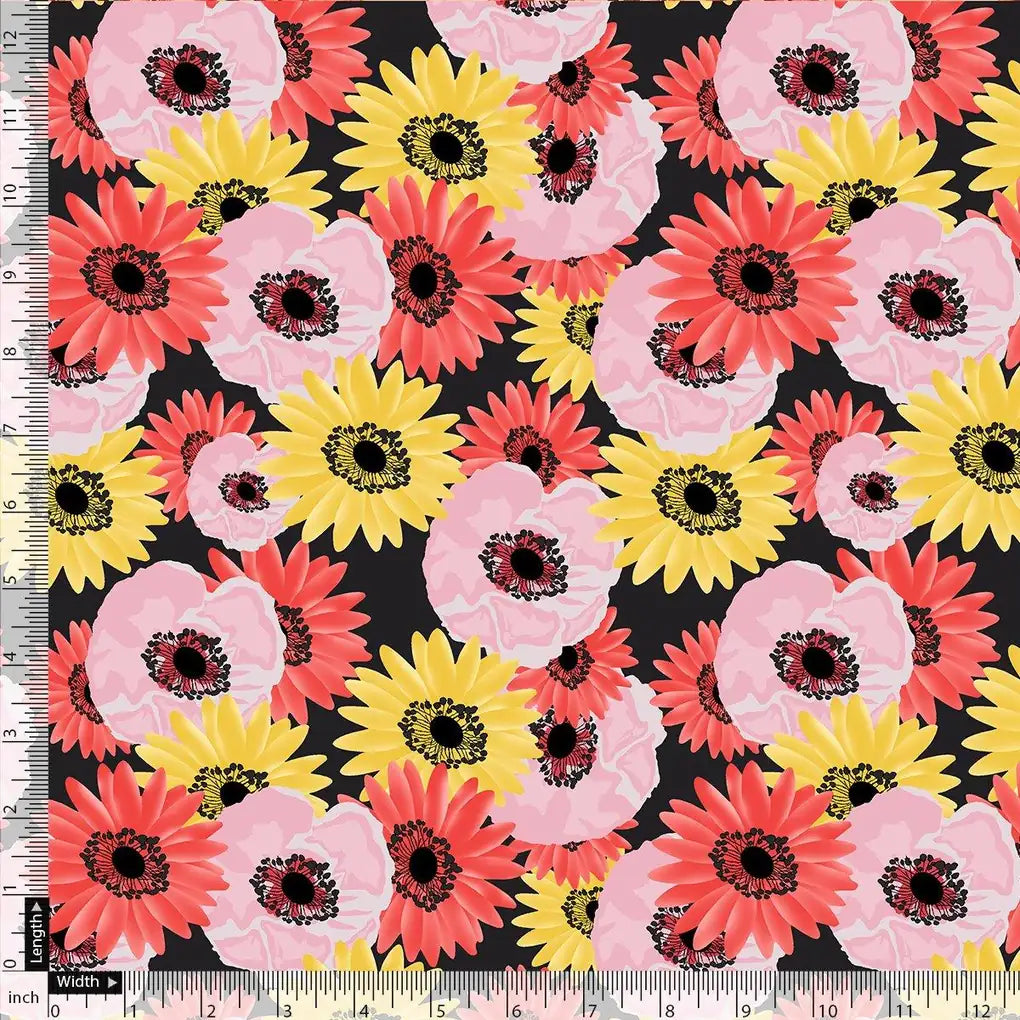 Watercolour Sunflower Digital Printed Fabric - Poly Muslin – mu 0 ta08301p 110 watercolour sunflower digital printed fabric poly muslin 5