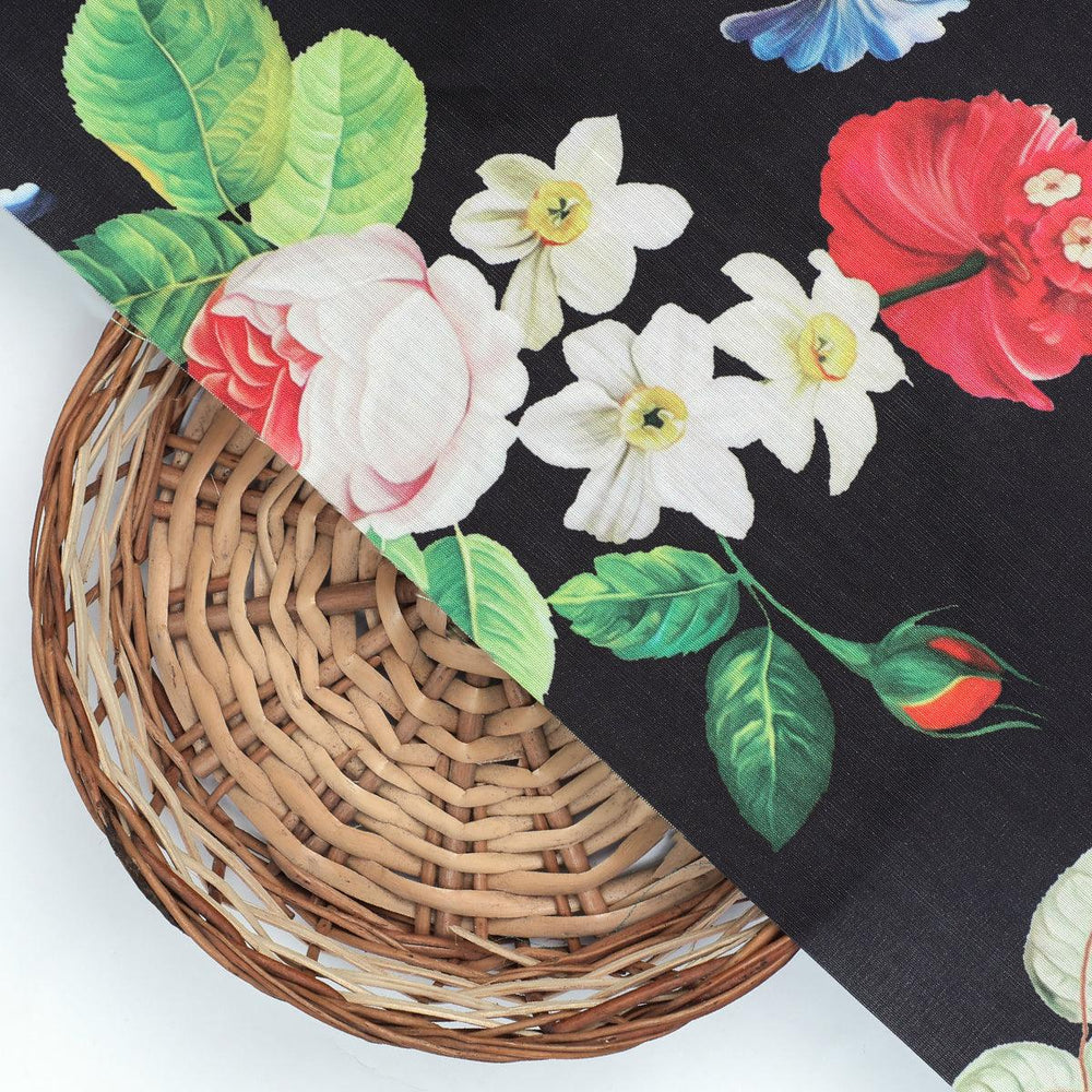 Liberty Small Floral Flower Digital Printed Fabric - Muslin - FAB VOGUE Studio®