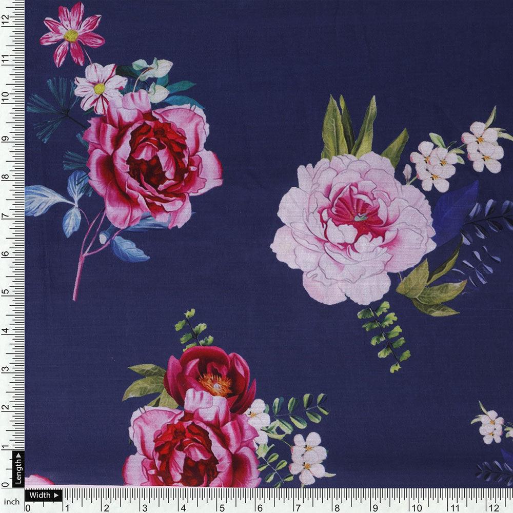Harvest Red Pastel Wildflowers Digital Printed Fabric - Muslin - FAB VOGUE Studio®
