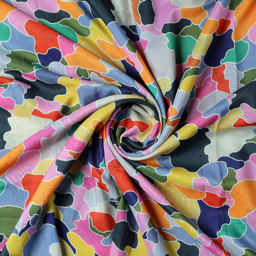 Seamless Rainbow Marble Art Digital Printed Fabric - Poly Muslin - FAB VOGUE Studio®