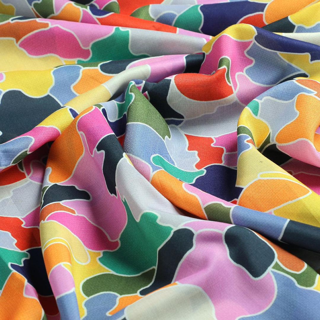 Seamless Rainbow Marble Art Digital Printed Fabric - Poly Muslin - FAB VOGUE Studio®