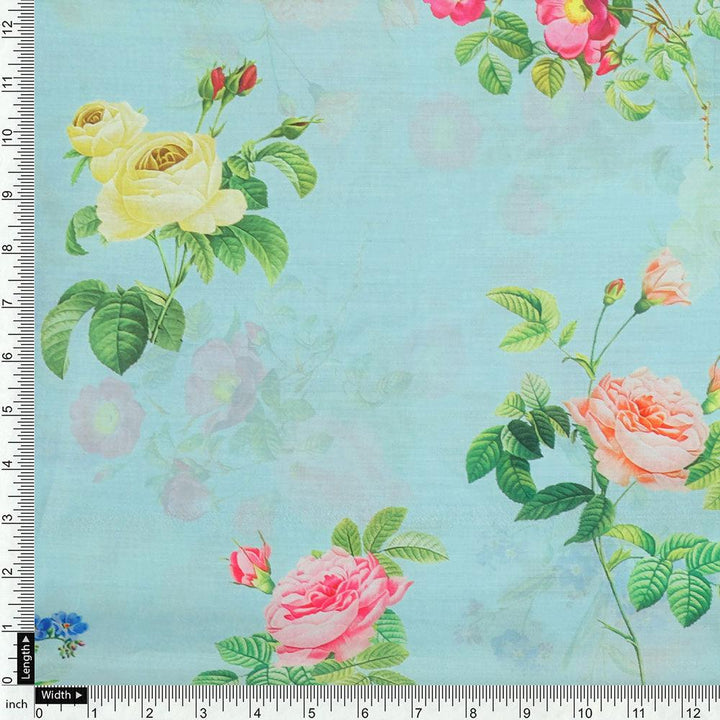 Summer Vintage Colorful Flower Digital Printed Fabric - Muslin - FAB VOGUE Studio®