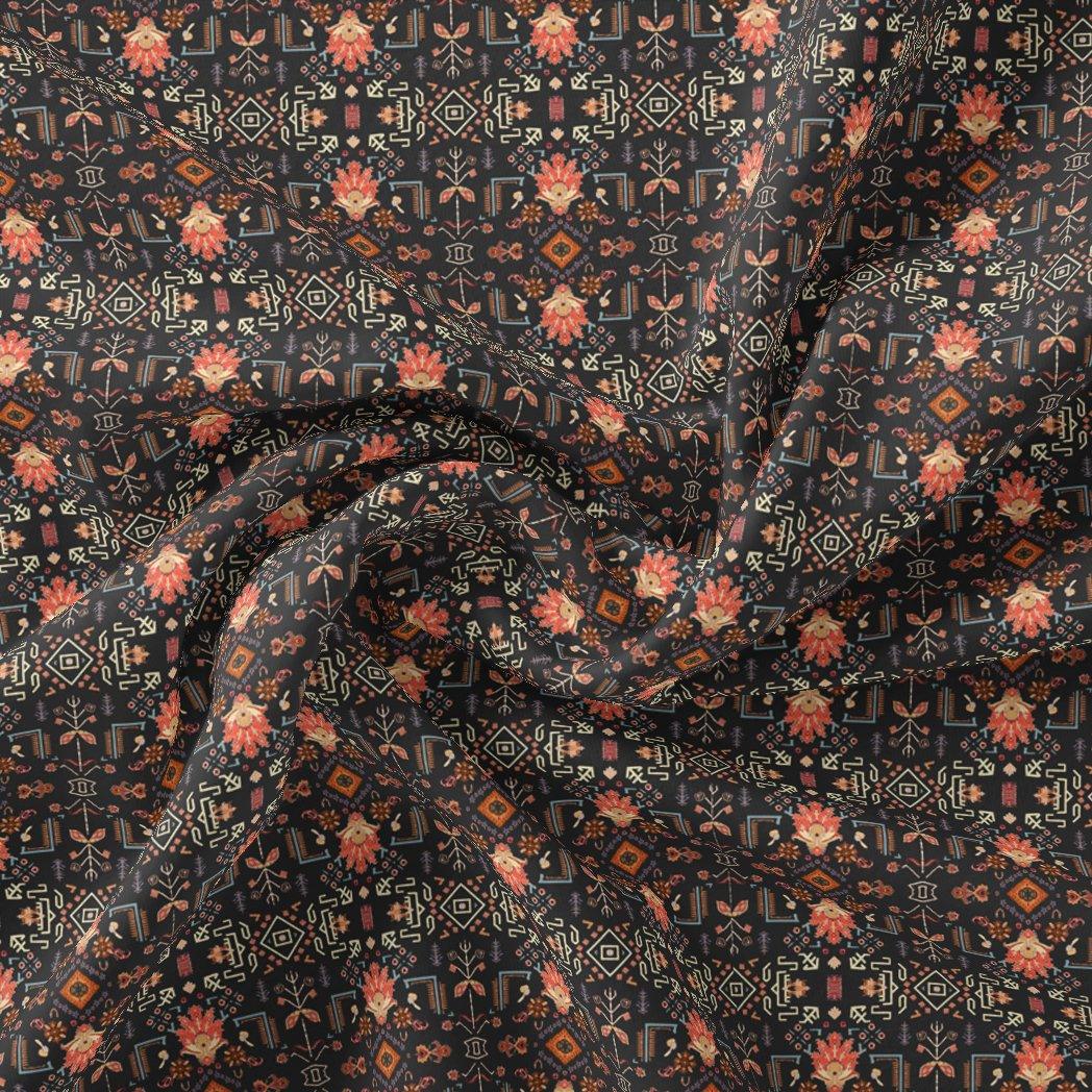 Metallese Seamless Leafs Patterns Digital Printed Fabric - Muslin - FAB VOGUE Studio®