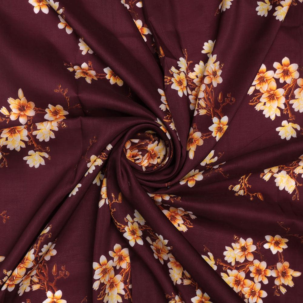 Attractive Yellow Lily Floral Flower Digital Printed Fabric - Poly Muslin – mu 0 ta08510d 110 attractive yellow lily floral flower digital printed fabric poly muslin 1