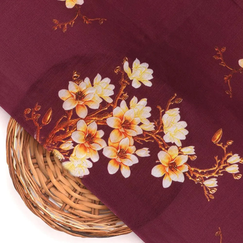 Attractive Yellow Lily Floral Flower Digital Printed Fabric - Poly Muslin – mu 0 ta08510d 110 attractive yellow lily floral flower digital printed fabric poly muslin 2