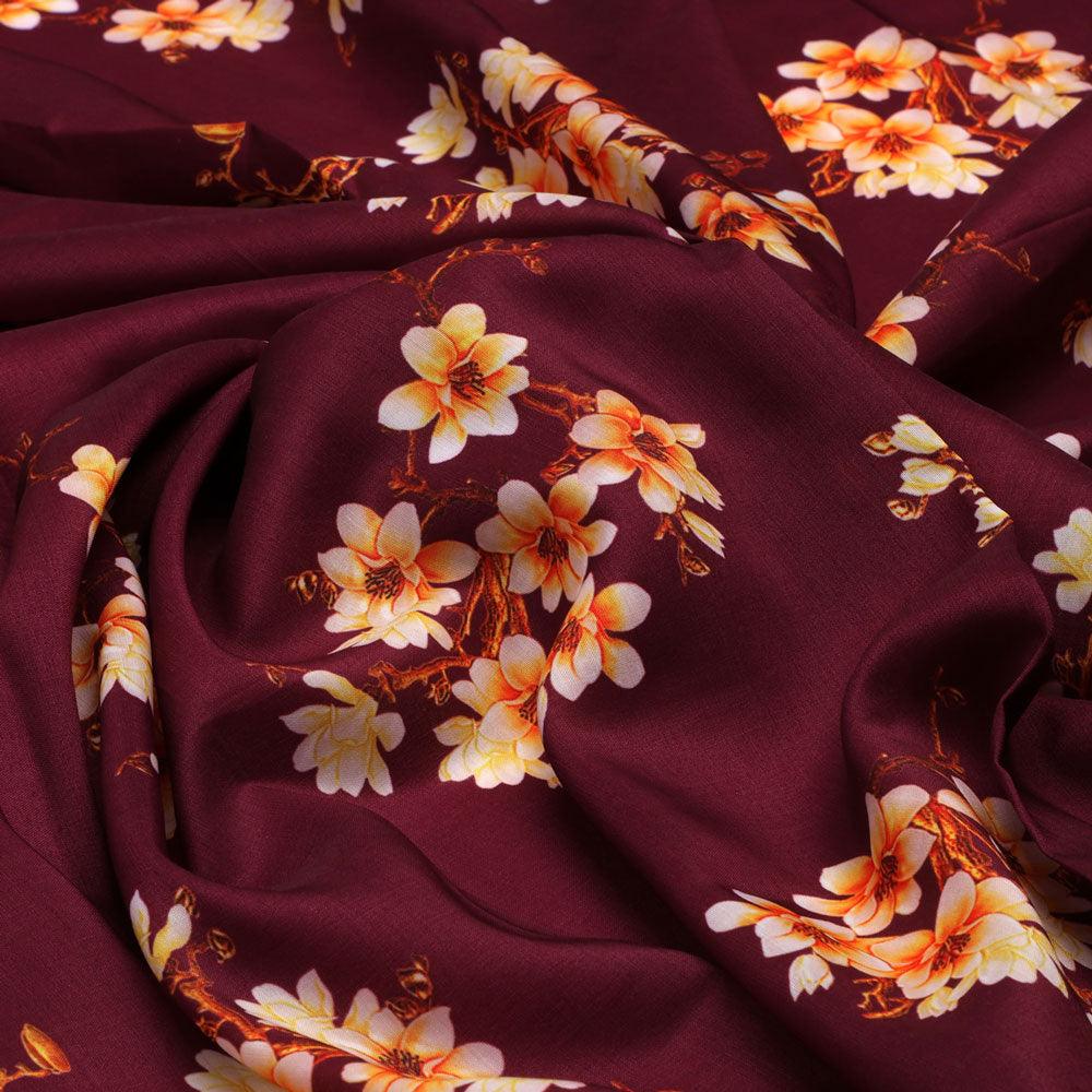 Attractive Yellow Lily Floral Flower Digital Printed Fabric - Poly Muslin – mu 0 ta08510d 110 attractive yellow lily floral flower digital printed fabric poly muslin 3