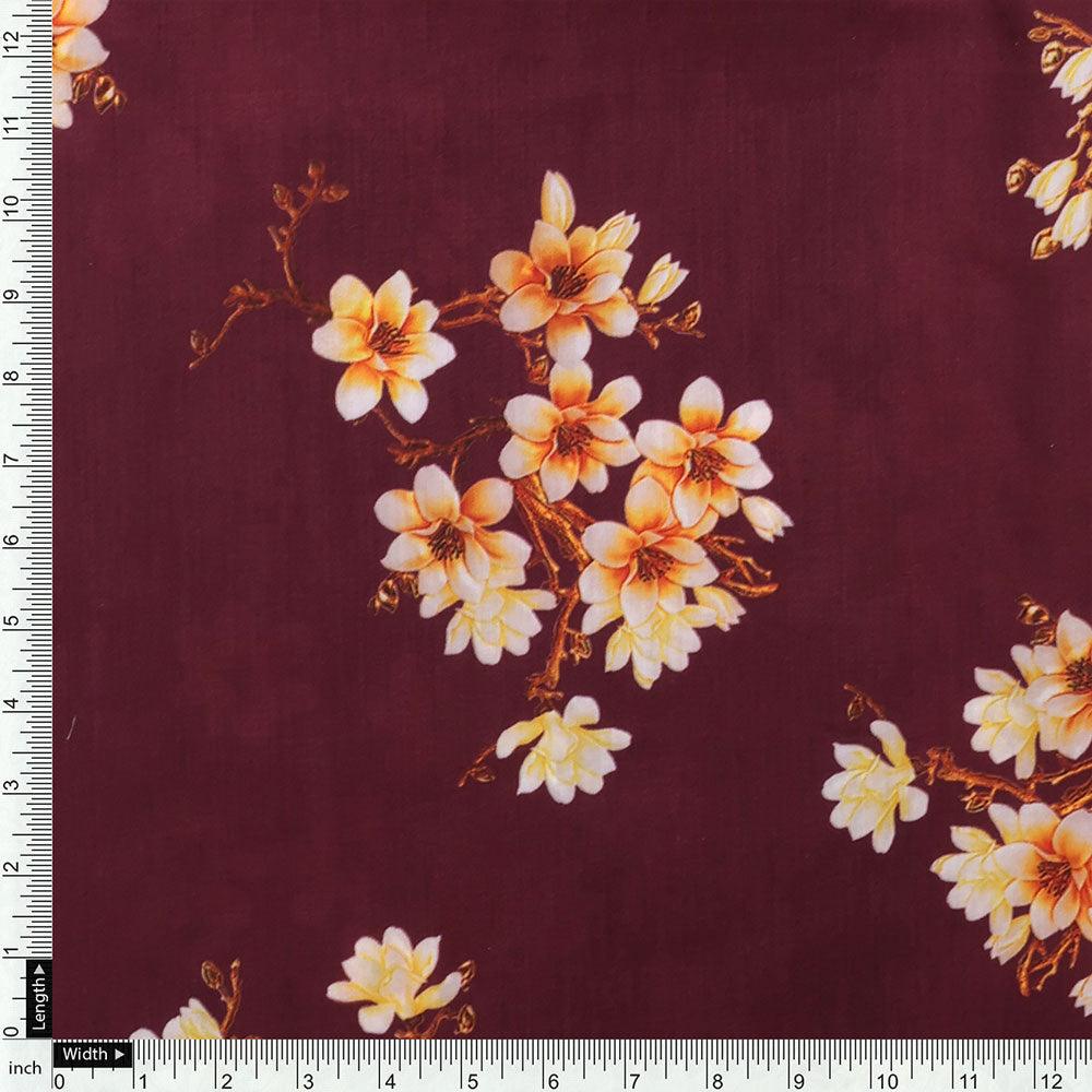 Attractive Yellow Lily Floral Flower Digital Printed Fabric - Poly Muslin – mu 0 ta08510d 110 attractive yellow lily floral flower digital printed fabric poly muslin 4