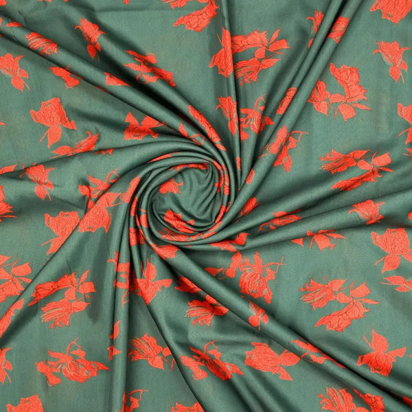 Tulips Roses With Orange Colour Digital Printed Fabric - Poly Muslin – mu 0 ta08519 110 tulips roses with orange colour digital printed fabric poly muslin 1